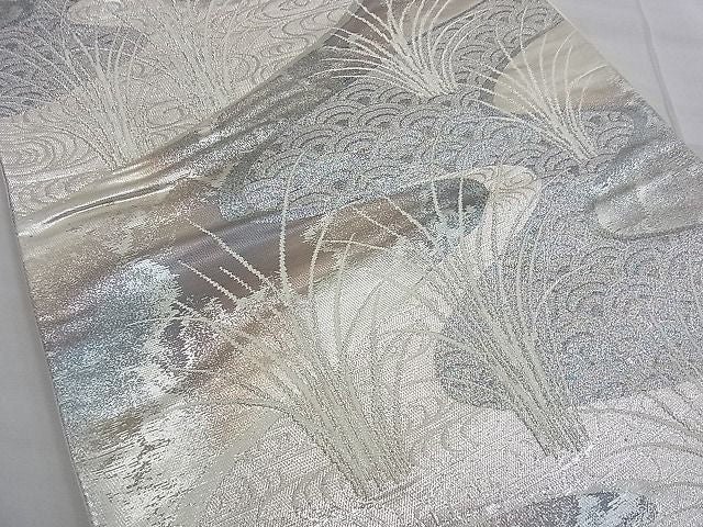 平和屋着物■六通柄袋帯 寿扇 錦引箔 銀糸 逸品 n-kg2500