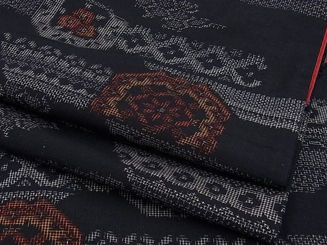 平和屋着物■上質な紬 横段吉祥文 逸品 n-kn0804