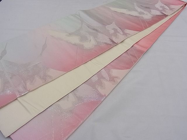 平和屋着物■六通柄袋帯 飛鶴文 銀糸 逸品 n-mz5280