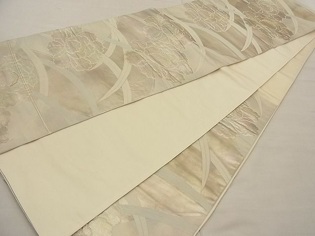 平和屋着物■六通柄袋帯 ふくれ織 牡丹文 金銀糸 逸品 n-ne1536