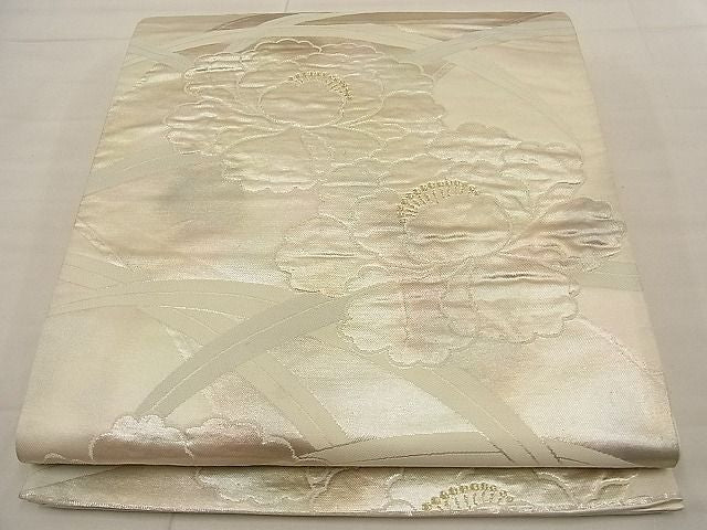 平和屋着物■六通柄袋帯 ふくれ織 牡丹文 金銀糸 逸品 n-ne1536
