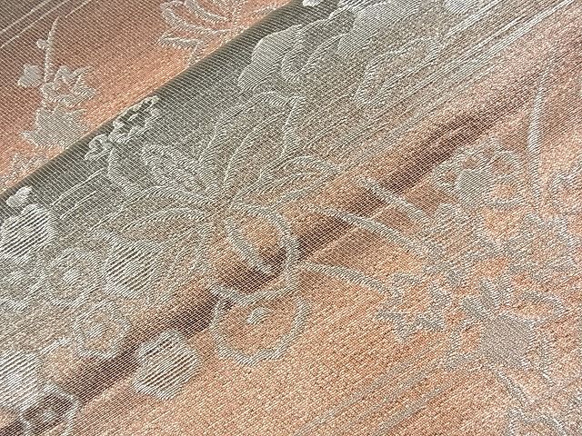 平和屋着物■六通柄袋帯 流水草花文 銀糸 逸品 n-nr0319