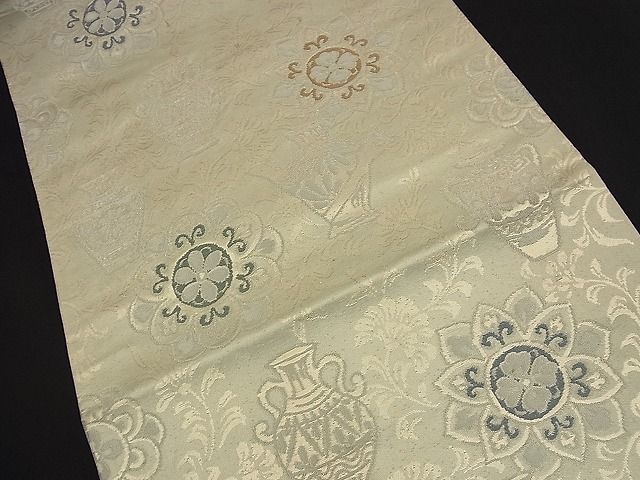 平和屋着物■六通柄袋帯 陶器花唐草文 金糸 逸品 n-nr0320
