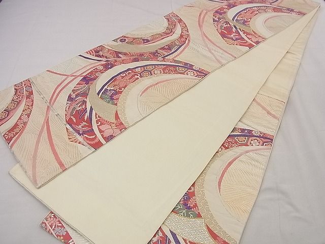 平和屋着物■六通柄袋帯 唐織 立波吉祥鳳凰花文 金銀糸 逸品 n-nr0335