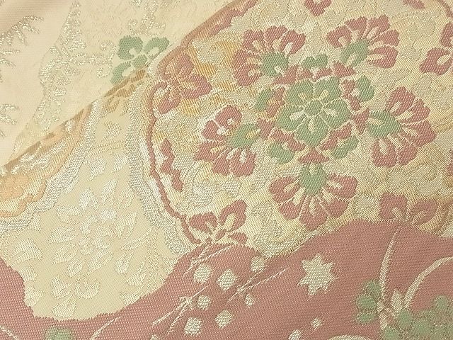平和屋着物■六通柄袋帯 道長花丸文 銀糸 逸品 n-nr0358