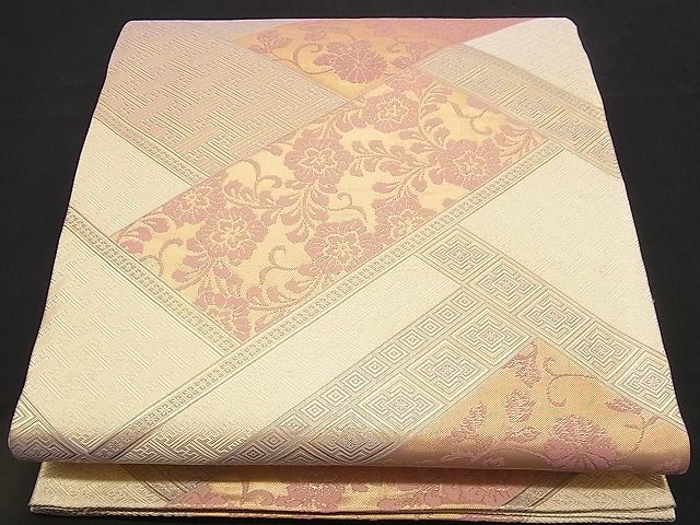 平和屋着物■佐賀錦 六通柄袋帯 吉祥菊花文 金糸 逸品 n-rv0054