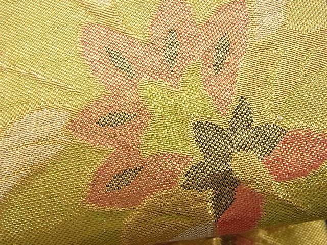 平和屋着物■六通柄袋帯 ふくれ織 横段吉祥更紗花唐草文 金糸 逸品 n-rv0336