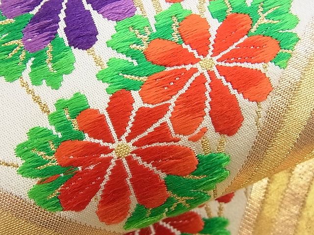 平和屋着物■六通柄袋帯 唐織 青海波花文 金糸 逸品 n-rv0357