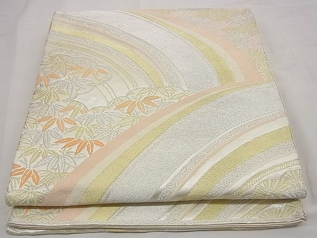 平和屋着物■六通柄袋帯 唐織 吉祥立波笹松文 金銀糸 逸品 n-rv0393