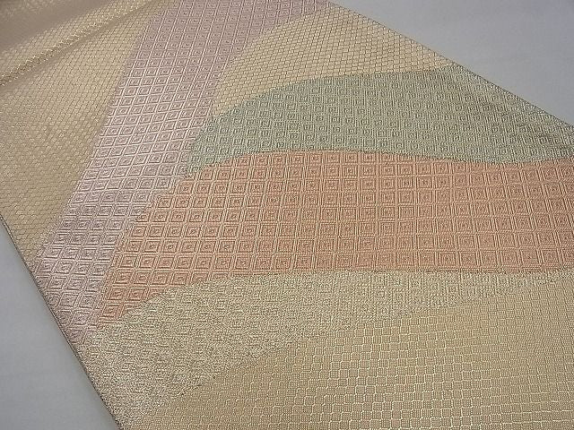 平和屋着物■本佐賀錦 六通柄袋帯 重ね山菱吉祥文 金銀糸 逸品 n-sa2568