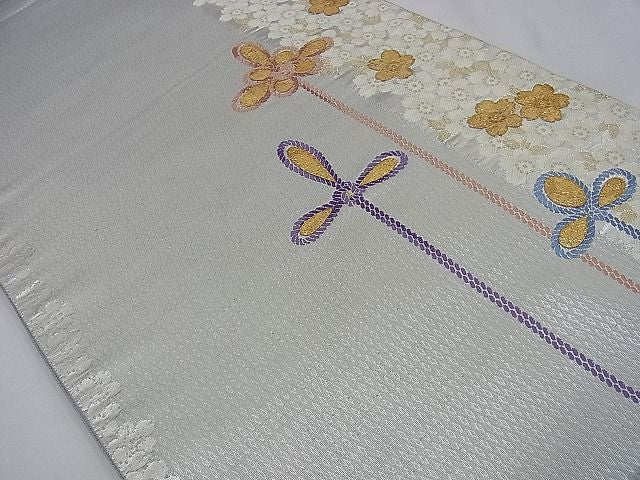 平和屋着物■六通柄袋帯 唐織 花結び 金銀糸 逸品 n-sa2581