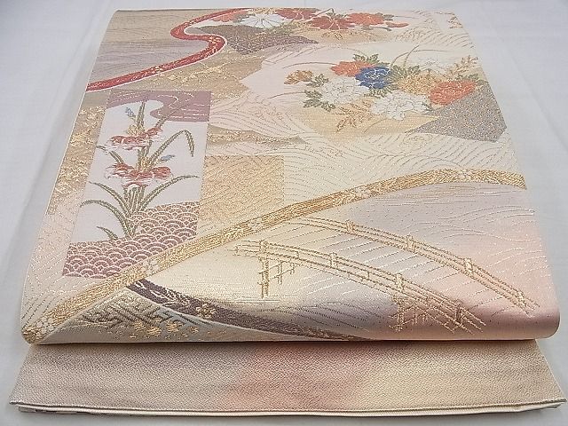 平和屋着物■西陣 六通柄袋帯 唐織 裂取王朝華文 金糸 逸品 n-sa2951