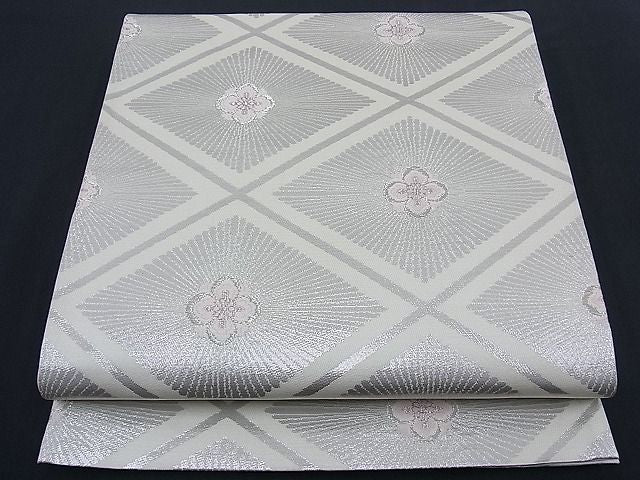 平和屋着物■六通柄袋帯 唐織 菱吉祥花文 銀糸 逸品 n-th1211