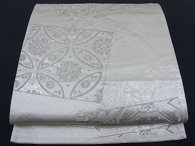 平和屋着物■六通柄袋帯 唐織 色紙吉祥花文 銀糸 逸品 n-th1214