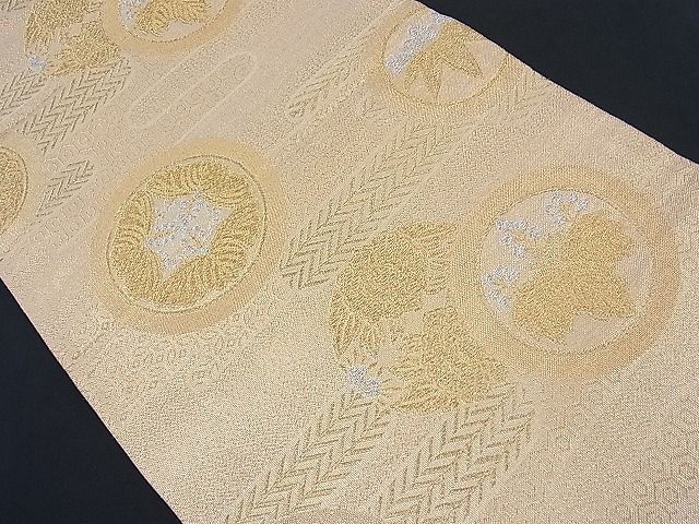 平和屋着物■六通柄袋帯 エ霞吉祥花丸文 金銀糸 逸品 n-th1223