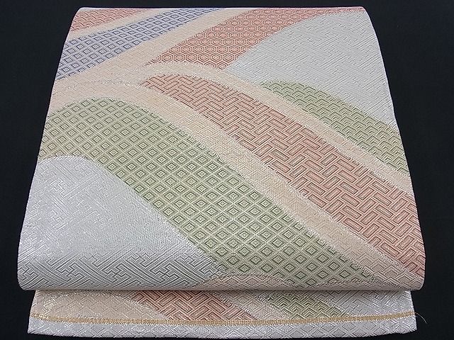 平和屋着物■佐賀錦 六通柄袋帯 流水吉祥文 二重箔 金銀糸 逸品 n-th1236