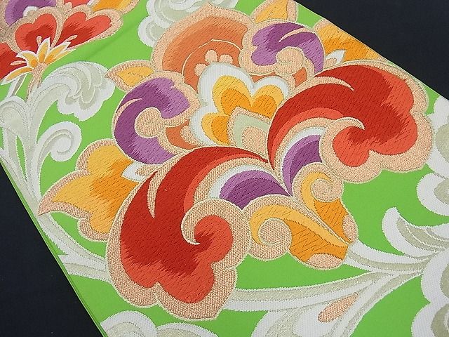 平和屋着物■六通柄袋帯 唐織 花唐草文 金糸 逸品 n-th1285