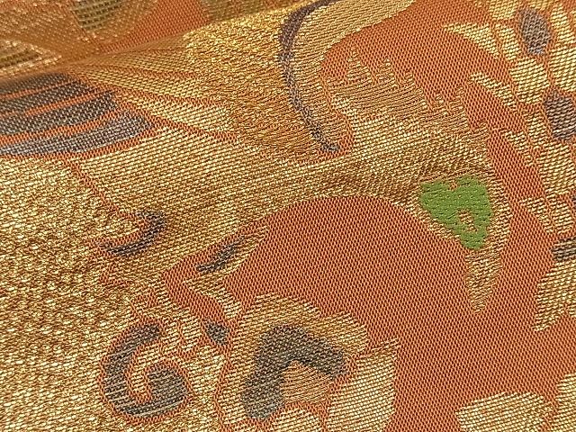 平和屋着物■六通柄袋帯 向かい鳥吉祥花文 金糸 逸品 n-th1288