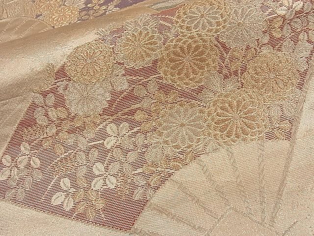 平和屋着物■六通柄袋帯 扇面巻絵文 金彩箔錦 逸品 n-th1294