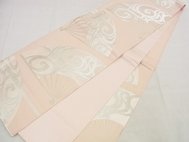 平和屋着物■六通柄袋帯 光琳水扇文 銀糸 逸品 n-up0233