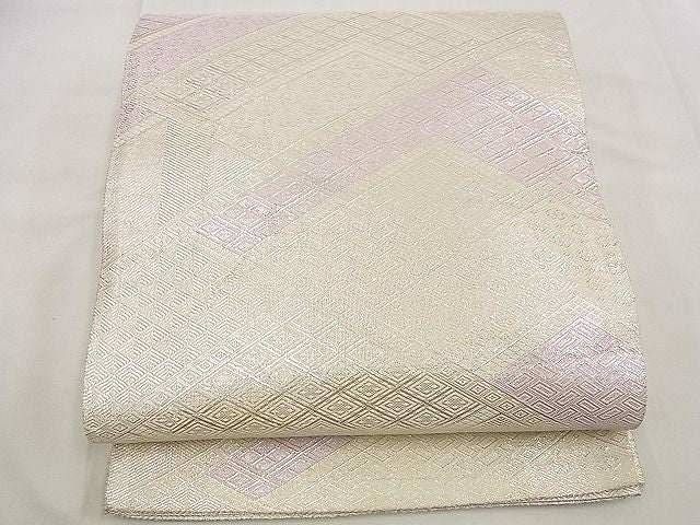 平和屋着物■佐賀錦 全通柄袋帯 吉祥菱文 銀糸 逸品 n-up0234