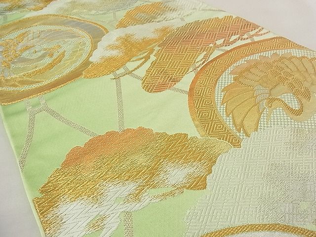 平和屋着物■六通柄袋帯 唐織 鳳凰鶴松丸文 金銀糸 逸品 n-wb2058