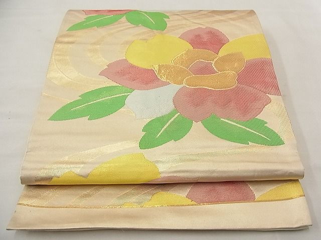 平和屋着物■六通柄袋帯 流水牡丹文 金糸 逸品 n-wb2059