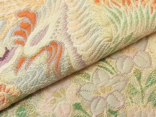 平和屋着物■六通柄袋帯 唐織 天井絵単紙 金銀糸 逸品 n-wb2060
