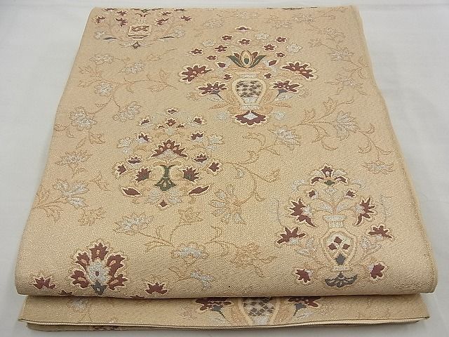 平和屋着物■六通柄袋帯 陶器花文 金銀糸 逸品 n-wk0213