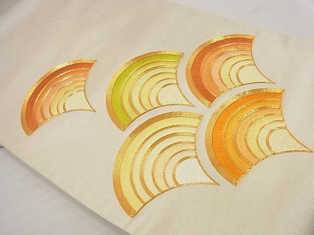 平和屋着物■袋帯 総刺繍 駒刺繍 青海波 金糸 逸品 n-wu0057