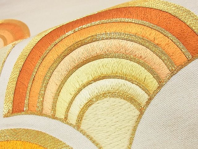 平和屋着物■袋帯 総刺繍 駒刺繍 青海波 金糸 逸品 n-wu0057