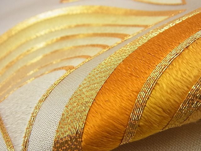 平和屋着物■袋帯 総刺繍 駒刺繍 青海波 金糸 逸品 n-wu0057