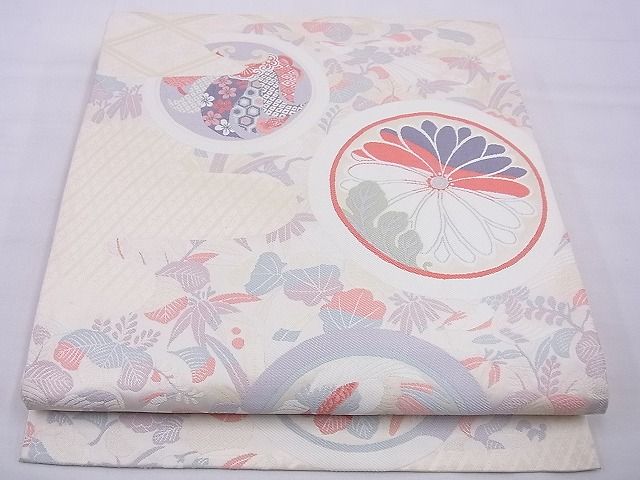 平和屋着物■六通柄袋帯 唐織 鳳凰吉祥花丸文 逸品 n-xi0088