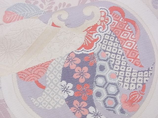 平和屋着物■六通柄袋帯 唐織 鳳凰吉祥花丸文 逸品 n-xi0088