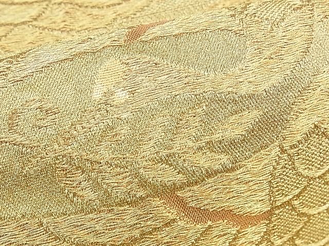 平和屋着物■六通柄袋帯 エ霞菊花双鶴文 金糸 逸品 n-yc3665