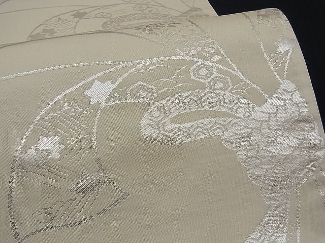 平和屋着物■両面 六通柄袋帯 束ね熨斗文 銀糸 逸品 n-ne0199
