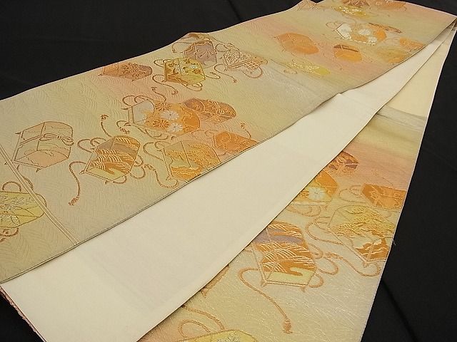 平和屋着物■六通柄袋帯 立波文箱文 金銀糸 逸品 n-ne0662
