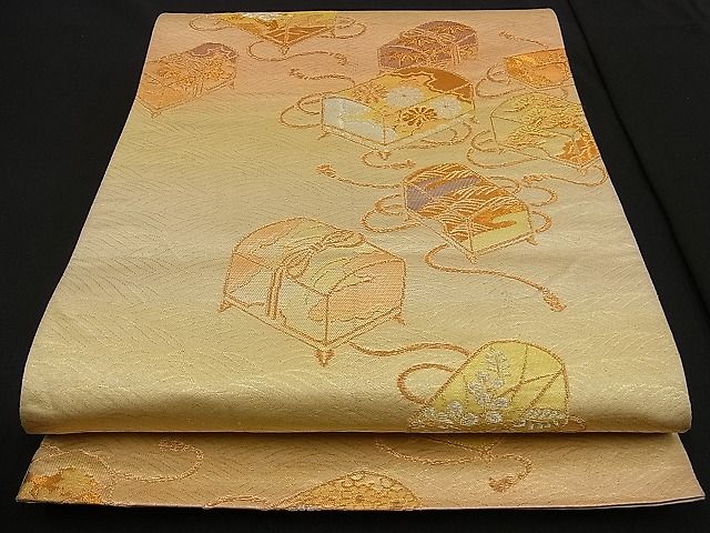 平和屋着物■六通柄袋帯 立波文箱文 金銀糸 逸品 n-ne0662