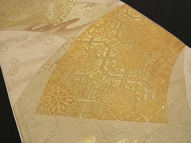 平和屋着物■六通柄袋帯 地紙吉祥花文 金糸 逸品 n-ne0687