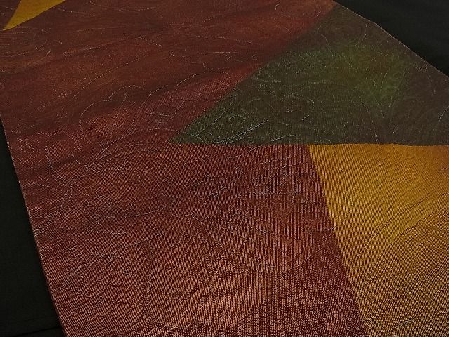 平和屋着物■六通柄袋帯 ふくれ織 切嵌花唐草文 逸品 n-ne0690