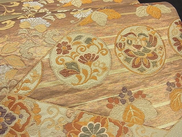 平和屋着物■六通柄袋帯 切嵌花唐草文 金糸 逸品 n-ne0835