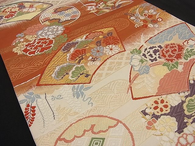 平和屋着物■六通柄袋帯 唐織 地紙吉祥花丸文 金糸 逸品 n-ne0836