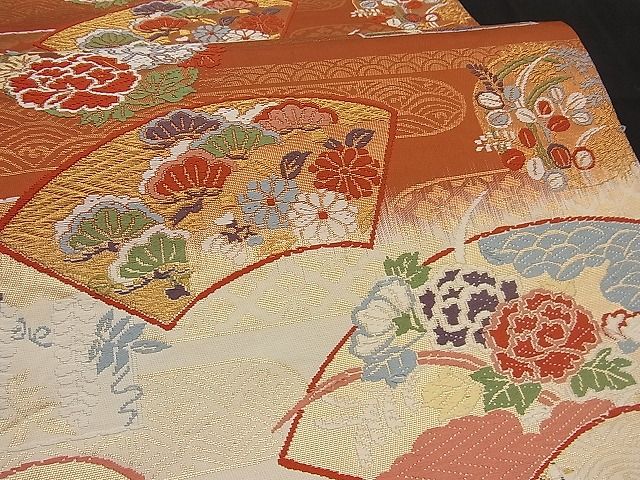 平和屋着物■六通柄袋帯 唐織 地紙吉祥花丸文 金糸 逸品 n-ne0836