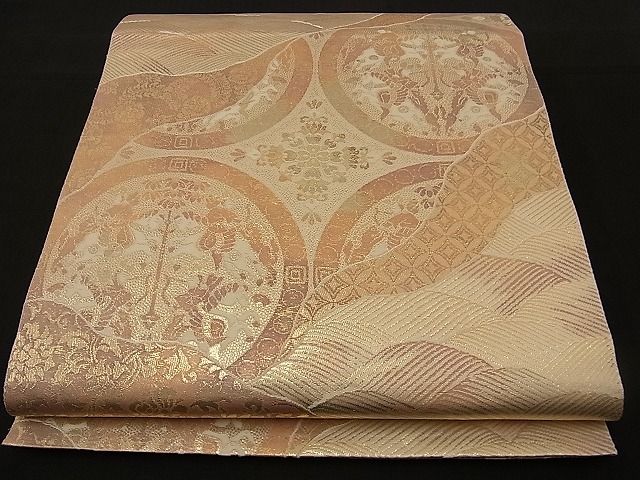 平和屋着物■六通柄袋帯 道長狩猟吉祥文 金糸 逸品 n-ne1070