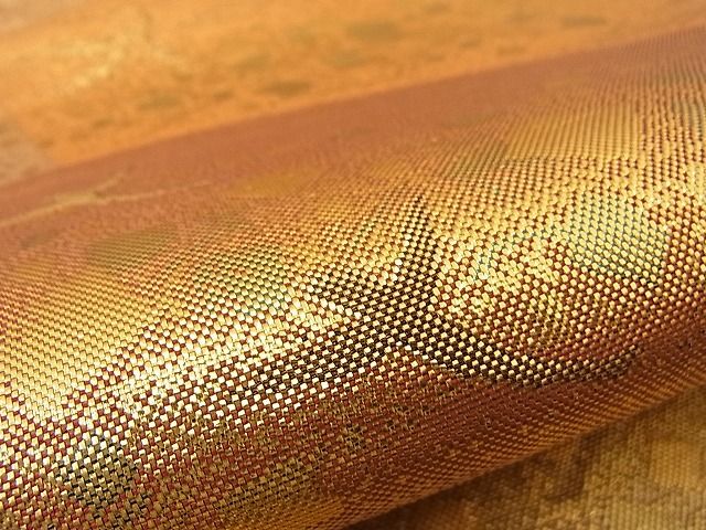 平和屋着物■六通柄袋帯 地紙箔散らし吹き寄せ文 金糸 逸品 n-ne1072