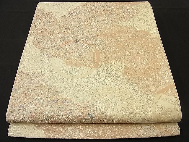 平和屋着物■六通柄袋帯 雲取り向かい鶴吉祥文 銀糸 逸品 n-ne1081
