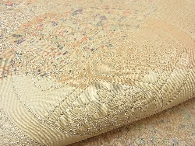 平和屋着物■六通柄袋帯 雲取り向かい鶴吉祥文 銀糸 逸品 n-ne1081