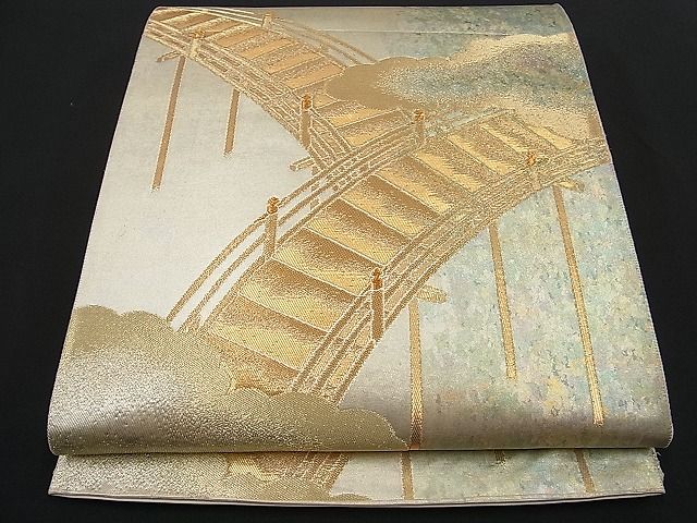 平和屋着物■六通柄袋帯 雲取り渡橋文 金銀糸 逸品 n-ne1192