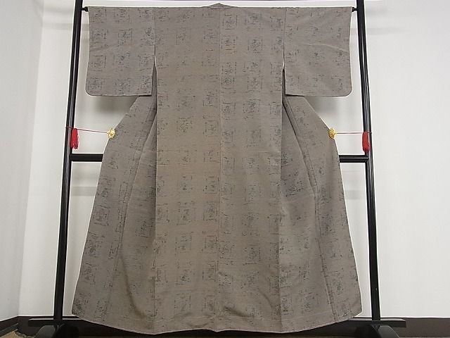 平和屋着物■お召 陶器文 着丈157.5cm 裄丈64cm 正絹 逸品 B-np3033
