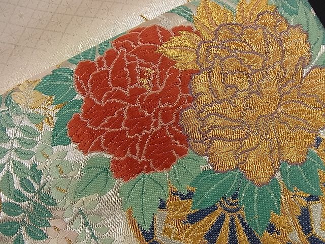 平和屋着物■六通太鼓柄袋帯 唐織 花車文 金銀糸 逸品 n-nr0053
